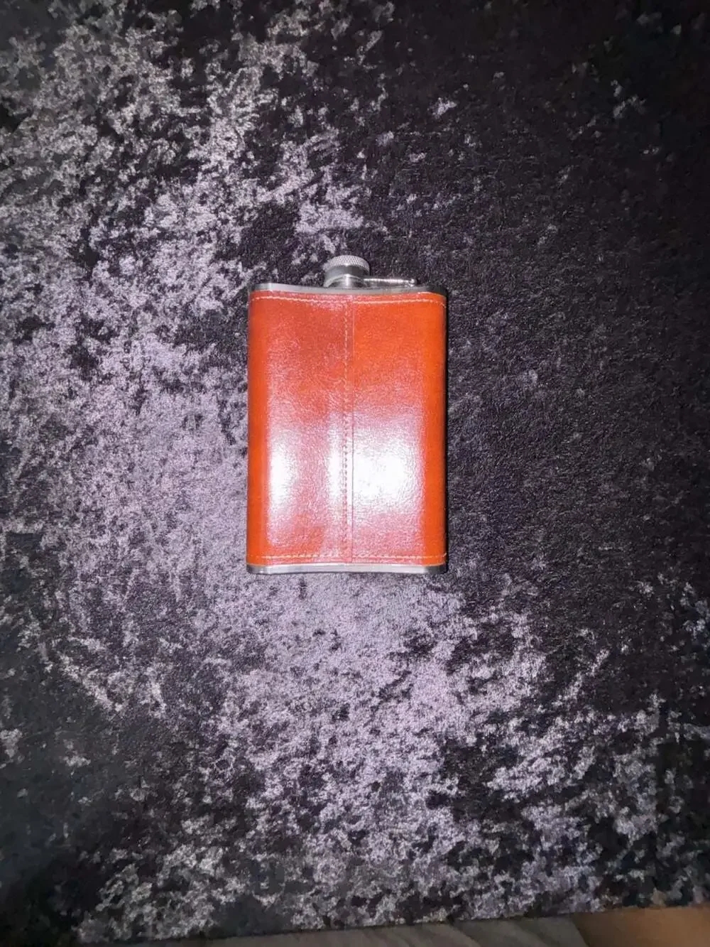 Crown Royal Brown Leather Wrapped Stainless Steel Hip Flask